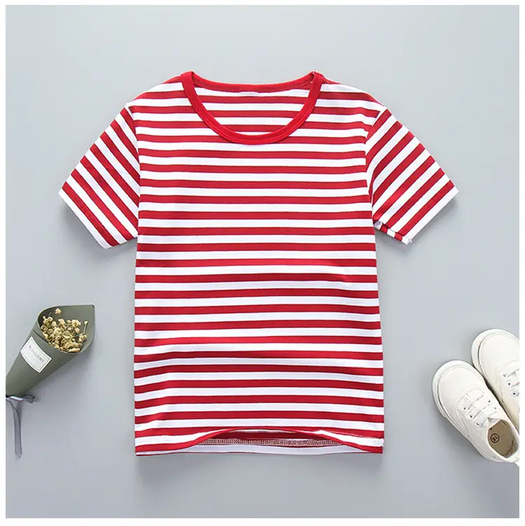 Children's Green Striped Cotton Crewneck T-Shirt — feature 13