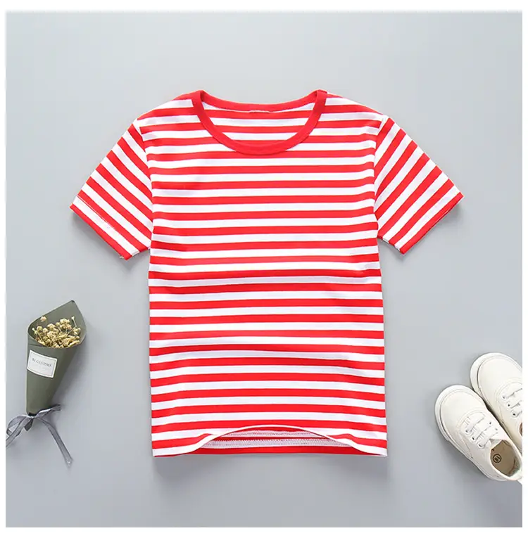 Children's Green Striped Cotton Crewneck T-Shirt — feature 14
