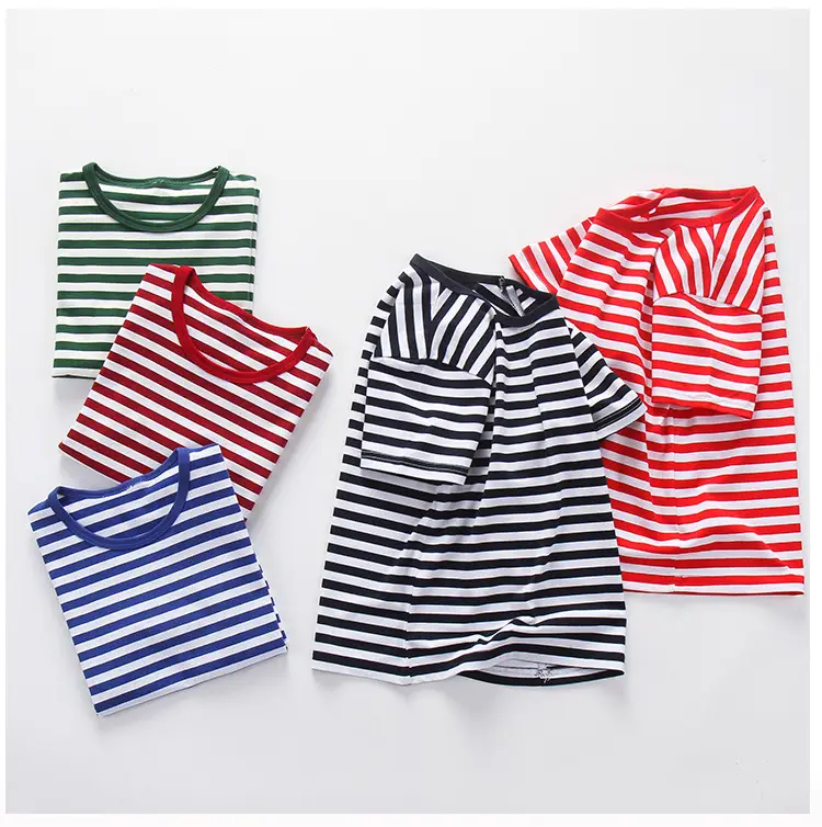 Children's Green Striped Cotton Crewneck T-Shirt — feature 15