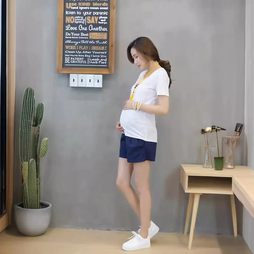 Dropshipping Spring and Summer Maternity Wear Thin Cotton and Linen Loose Maternity Pants Shorts Belly Support Maternity Shorts Outer Wear Breathable