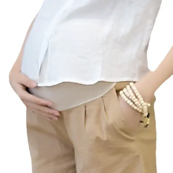 Dropshipping Spring and Summer Maternity Wear Thin Cotton and Linen Loose Maternity Pants Shorts Belly Support Maternity Shorts Outer Wear Breathable