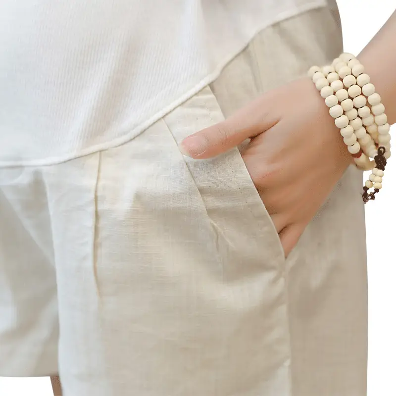 Dropshipping Spring and Summer Maternity Wear Thin Cotton and Linen Loose Maternity Pants Shorts Belly Support Maternity Shorts Outer Wear Breathable