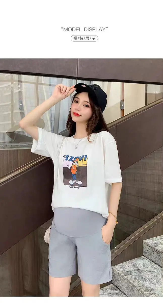 Dropshipping Spring and Summer Maternity Wear Thin Cotton and Linen Loose Maternity Pants Shorts Belly Support Maternity Shorts Outer Wear Breathable