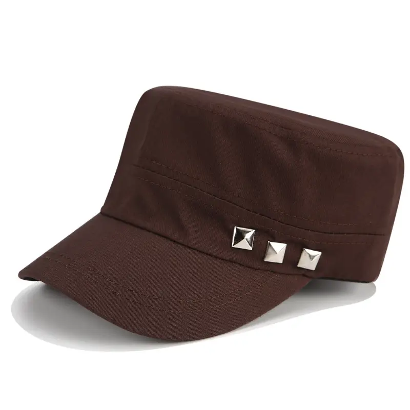 Men Flat-Top Rivet Caps Navy Cotton Baseball - Image 3