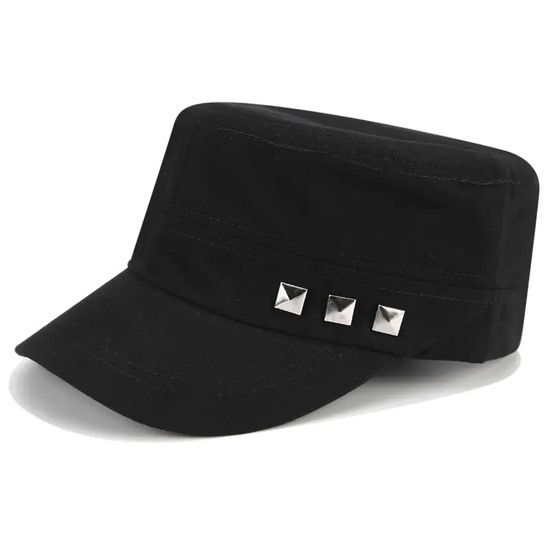 Men Flat-Top Rivet Caps Navy Cotton Baseball - Image 5
