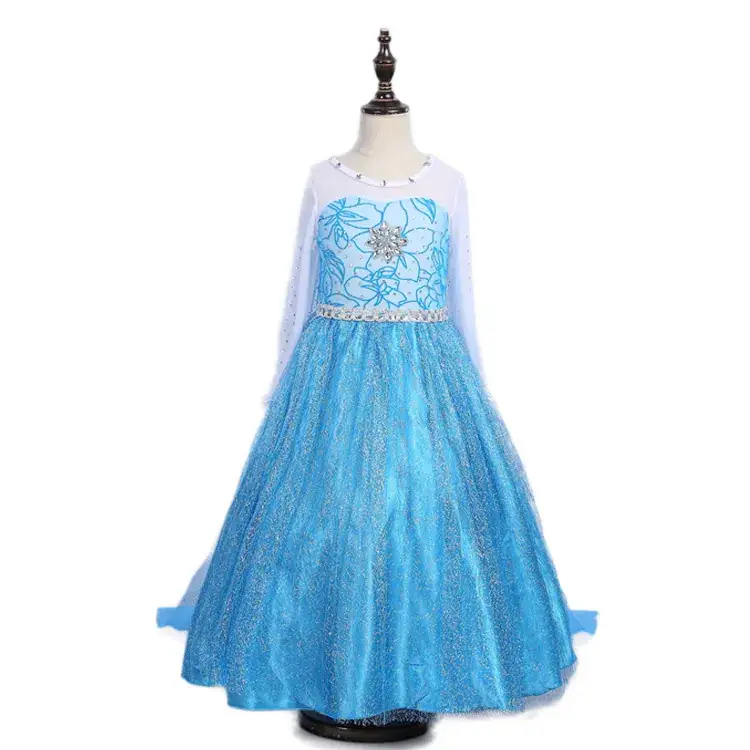 Frozen Princess Dress for Girls Blue Embroidered Skirted Gown