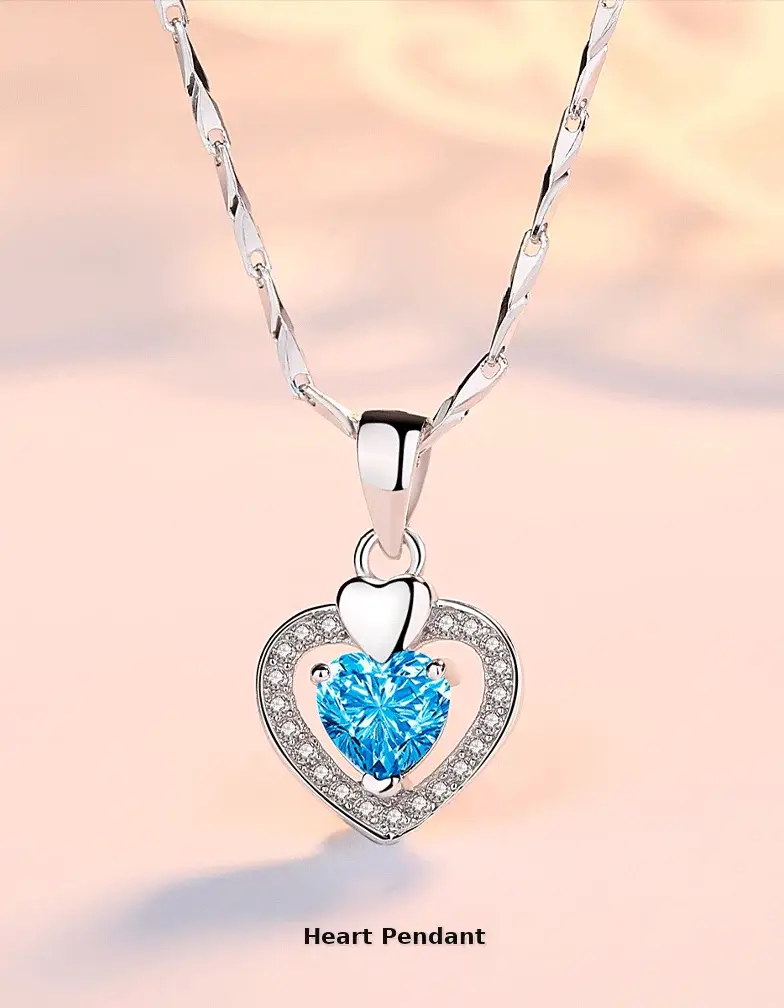 S999 Heart Diamond Necklace with Clavicle Chain — feature 3