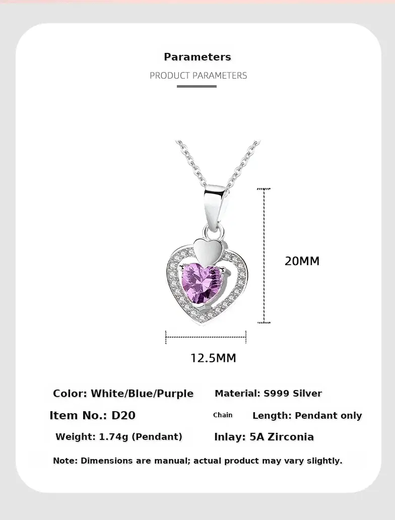 S999 Heart Diamond Necklace with Clavicle Chain — feature 4