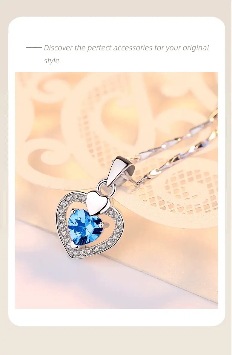 S999 Heart Diamond Necklace with Clavicle Chain — feature 7