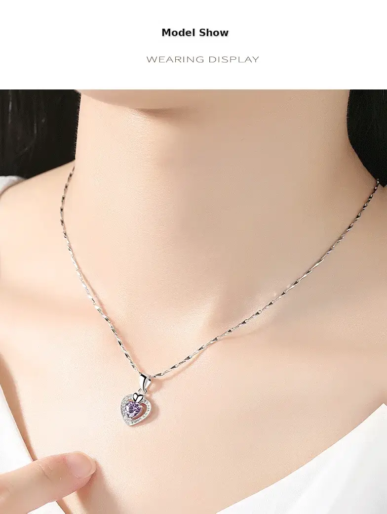S999 Heart Diamond Necklace with Clavicle Chain — feature 8