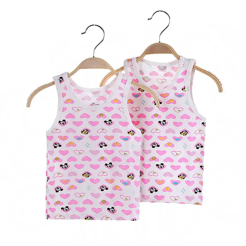 Children's Pink Sleeveless Vests Full Cotton Summer - Image 10