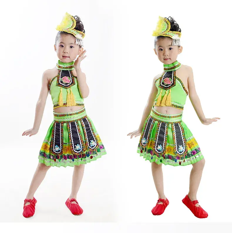 Girls Ethnic Costume Yunnan Tu-Miao Dance Set