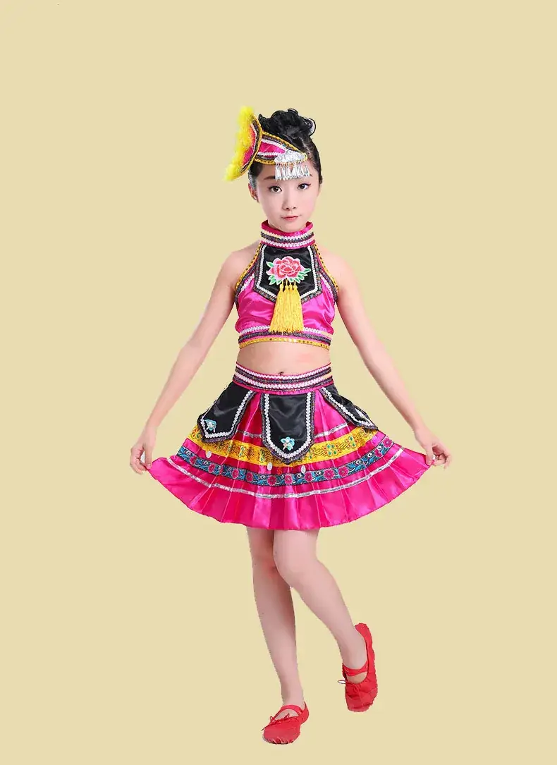 Girls Ethnic Costume Yunnan Tu-Miao Dance Set