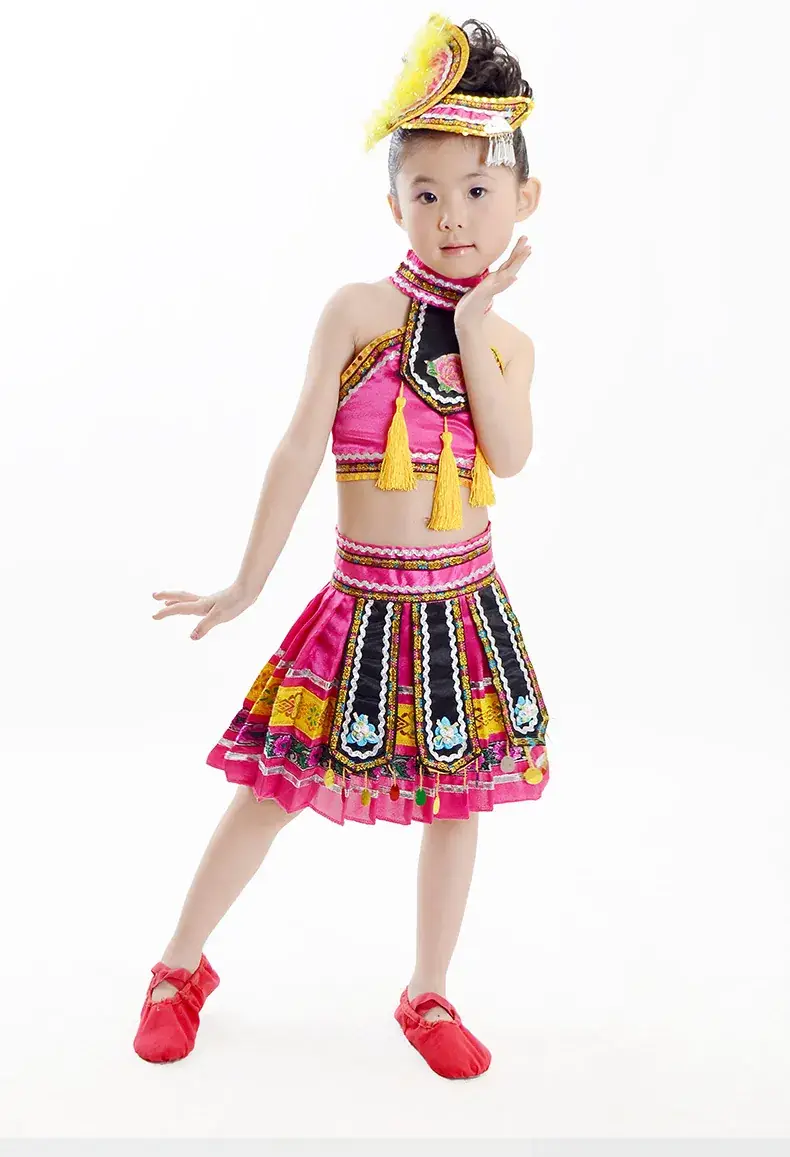 Girls Ethnic Costume Yunnan Tu-Miao Dance Set