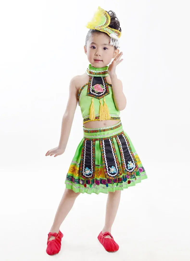 Girls Ethnic Costume Yunnan Tu-Miao Dance Set