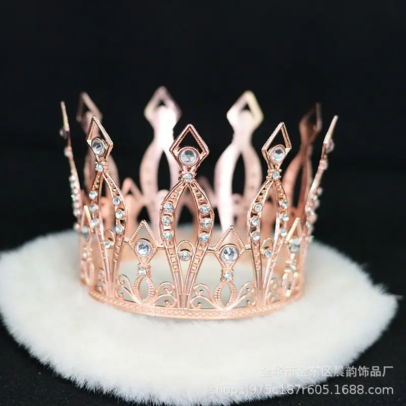 Korean Round Metal Crown for Bride Wedding Decoration - Image 6