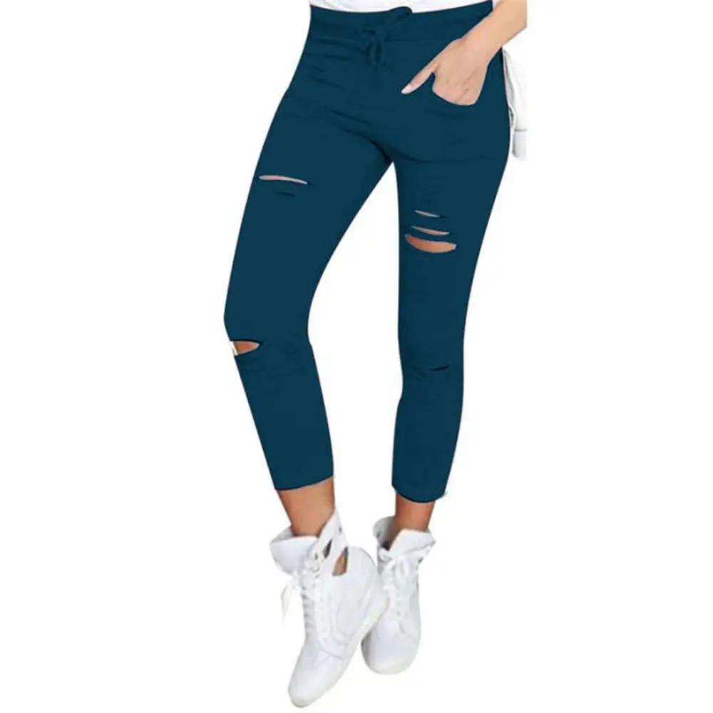 Ripped Cotton Leggings Women Slimming Leggings