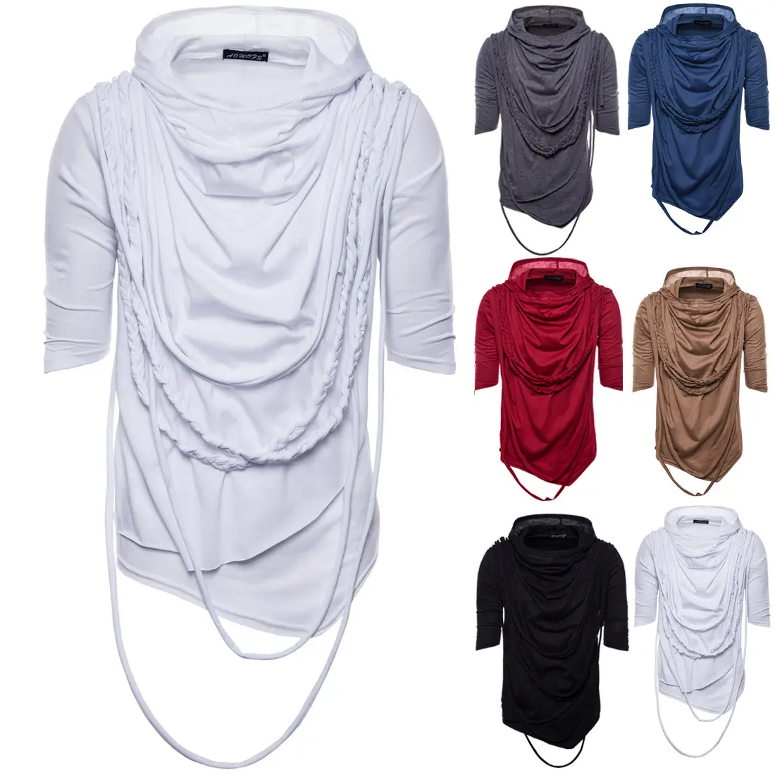 2019 Summer Hooded T-Shirt Pile Collar Men's Cross Border Wear - Image 7