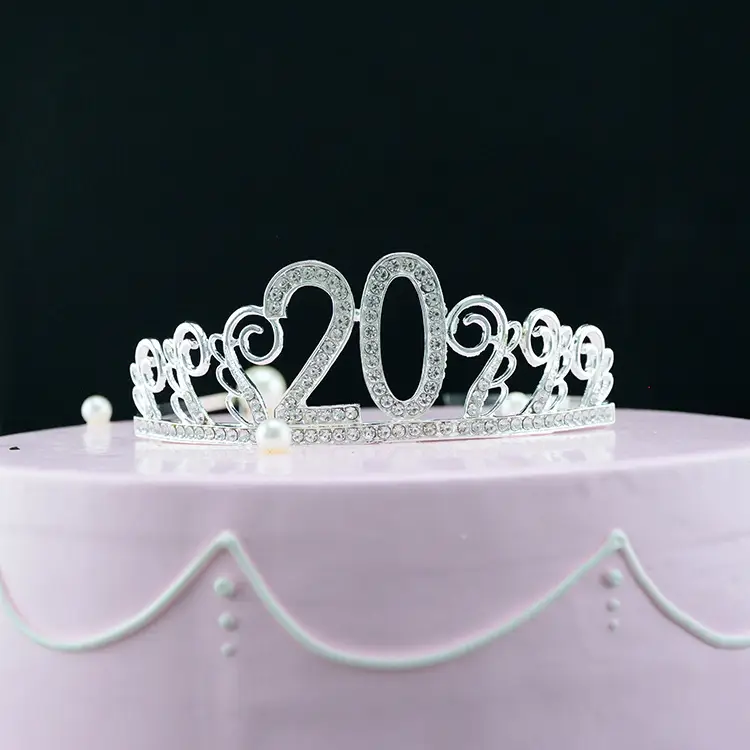 Digital Birthday Crown with Rhinestones for Girls 15-18