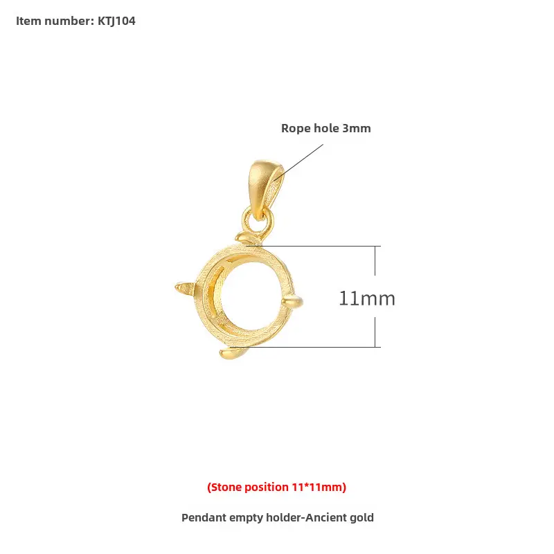 S925 Sterling Silver Pendant with 18K Gold Plated Buckle