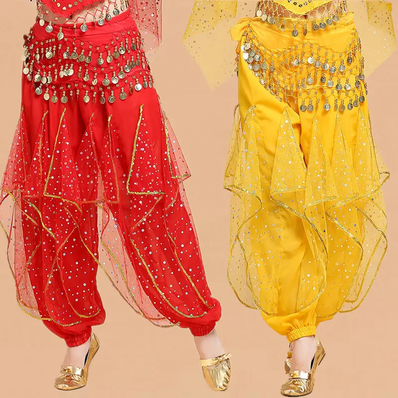 New Indian Dance Pants Yellow Rotating Belly Dance Pants - Image 13