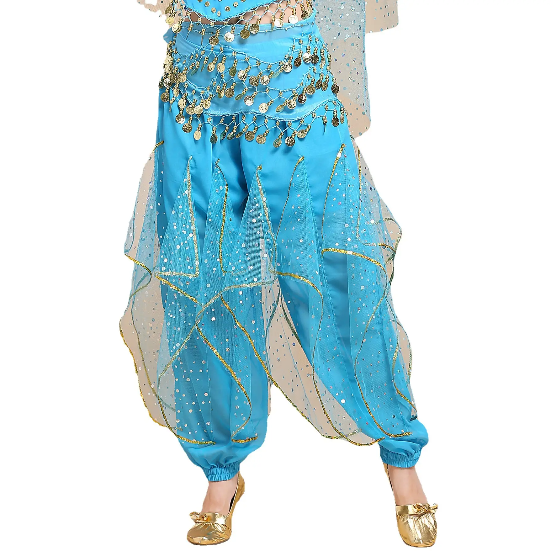 New Indian Dance Pants Yellow Rotating Belly Dance Pants - Image 17