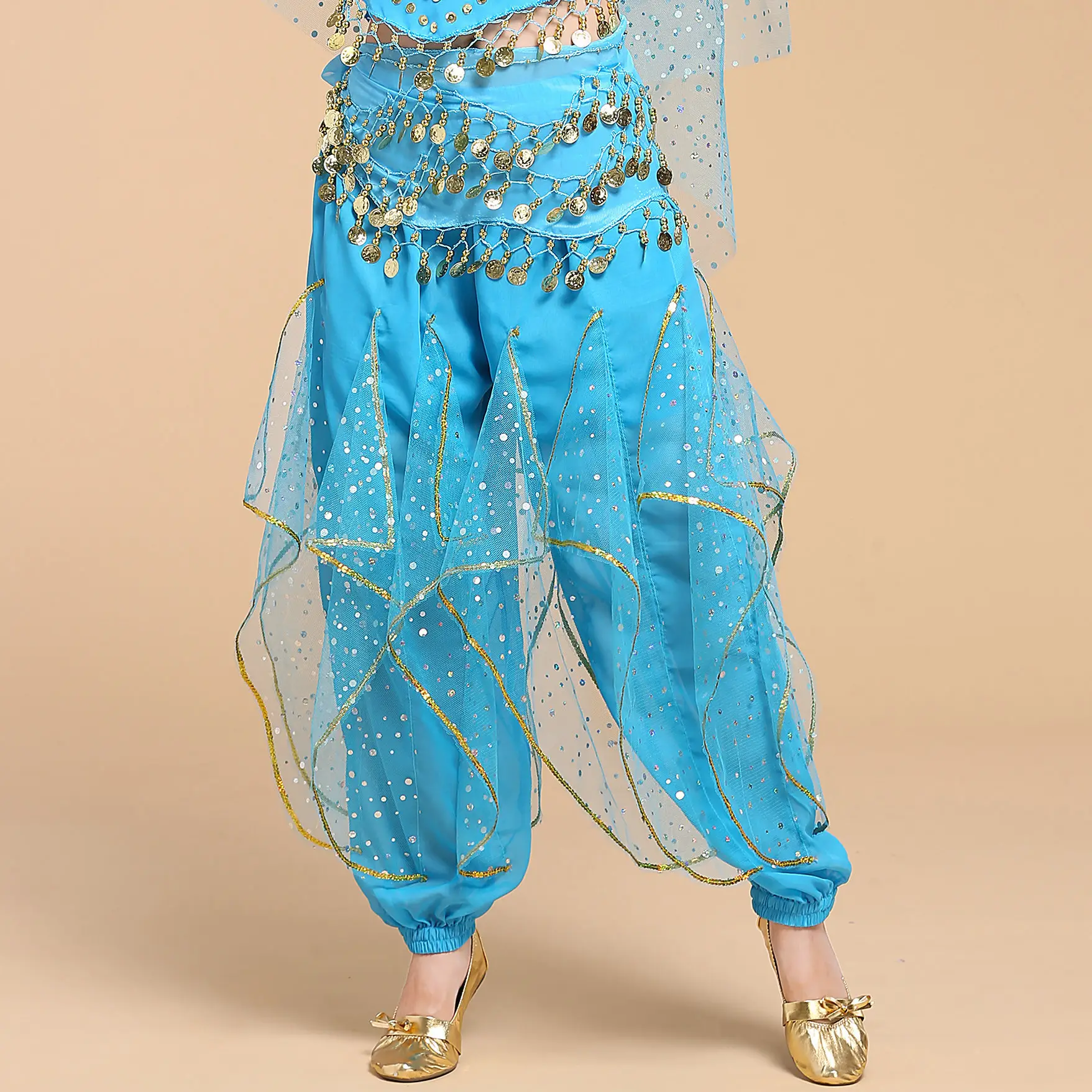 New Indian Dance Pants Yellow Rotating Belly Dance Pants - Image 10
