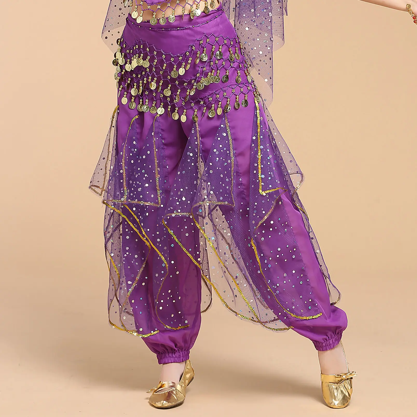 New Indian Dance Pants Yellow Rotating Belly Dance Pants - Image 11