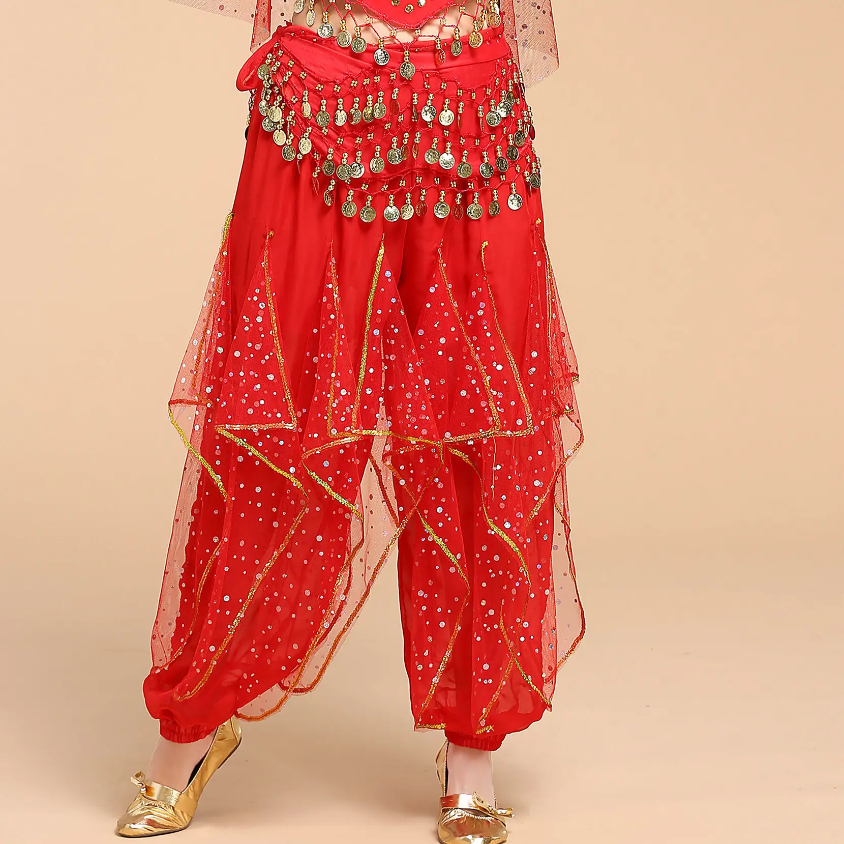New Indian Dance Pants Yellow Rotating Belly Dance Pants - Image 7