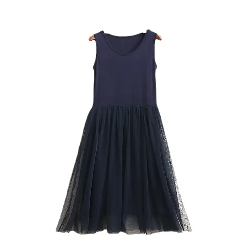 Blue Gauze Strap Dress with Fluffy Bottom for Women