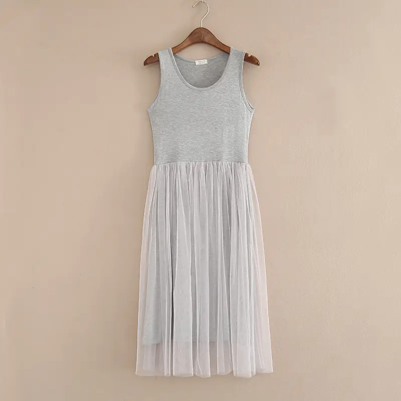 Blue Gauze Strap Dress with Fluffy Bottom for Women