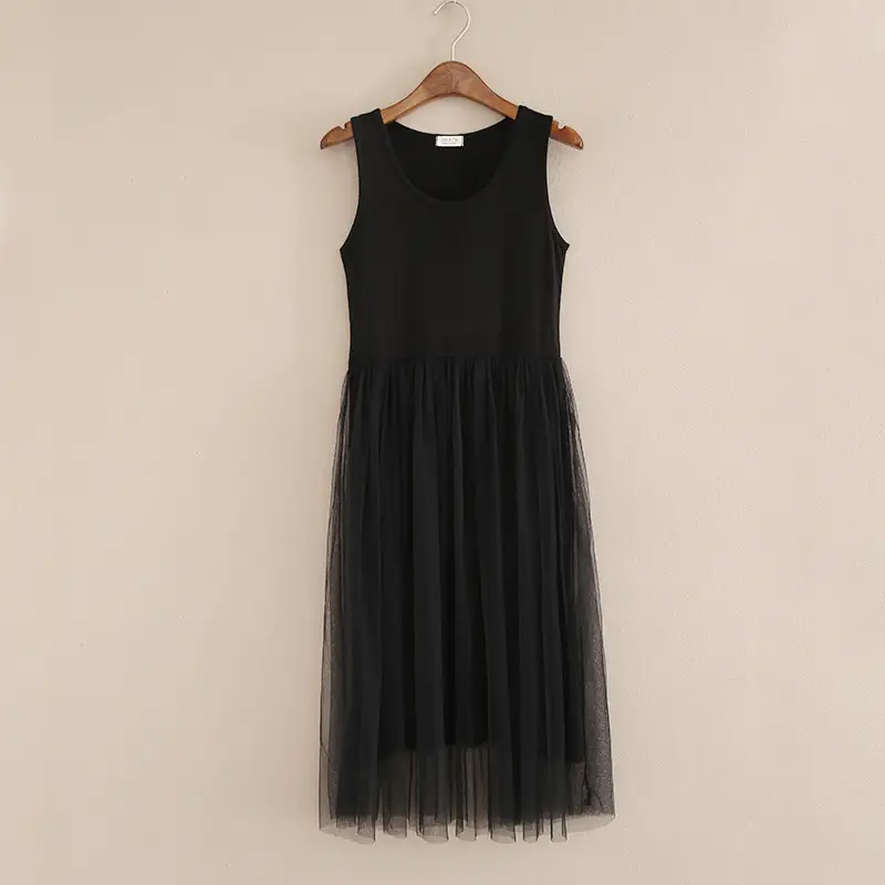 Blue Gauze Strap Dress with Fluffy Bottom for Women