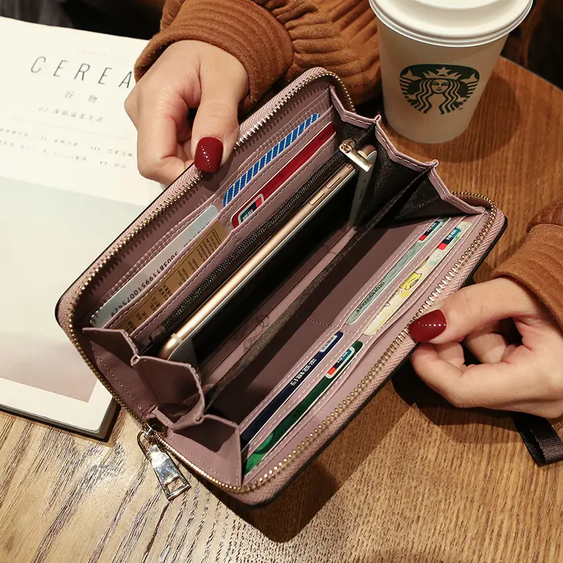 Lonny Women's Hand-Held Long Wallet Korean Style Handbag Multi-Functional Card Holder Mobile Phone Bag Coin Purse Women's Wallet