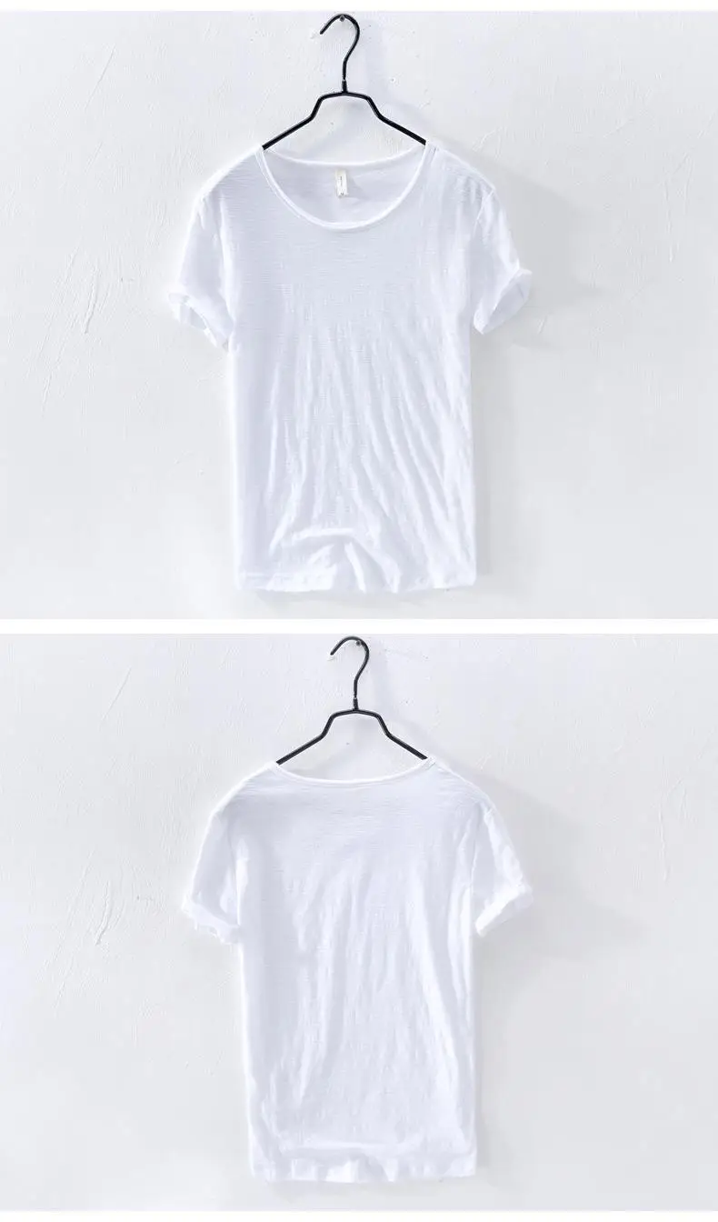 White Cotton Round Neck T-Shirt Short Sleeve Summer — feature 11