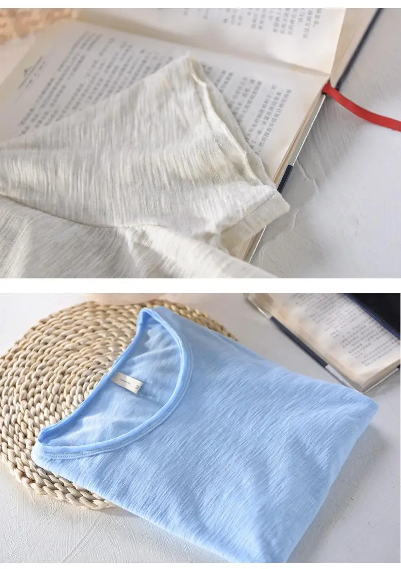 White Cotton Round Neck T-Shirt Short Sleeve Summer — feature 17