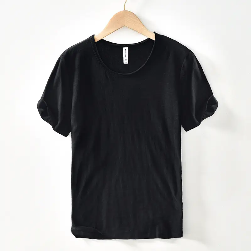 White Cotton Round Neck T-Shirt Short Sleeve Summer - Image 10