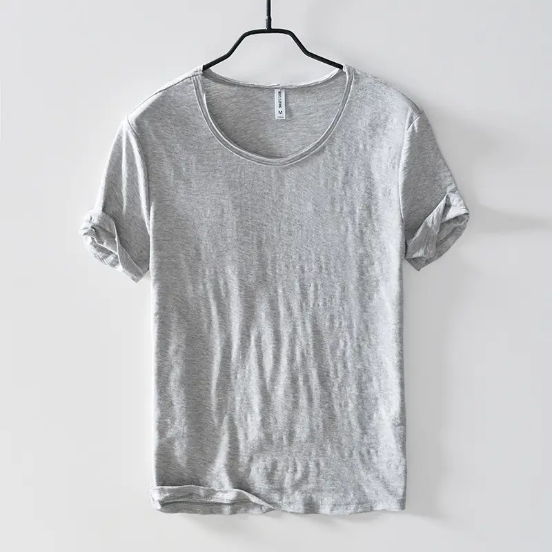 White Cotton Round Neck T-Shirt Short Sleeve Summer — feature 6