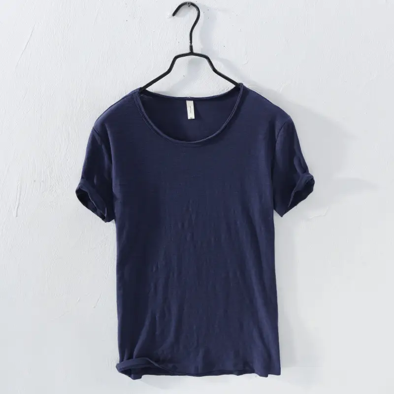 White Cotton Round Neck T-Shirt Short Sleeve Summer - Image 5