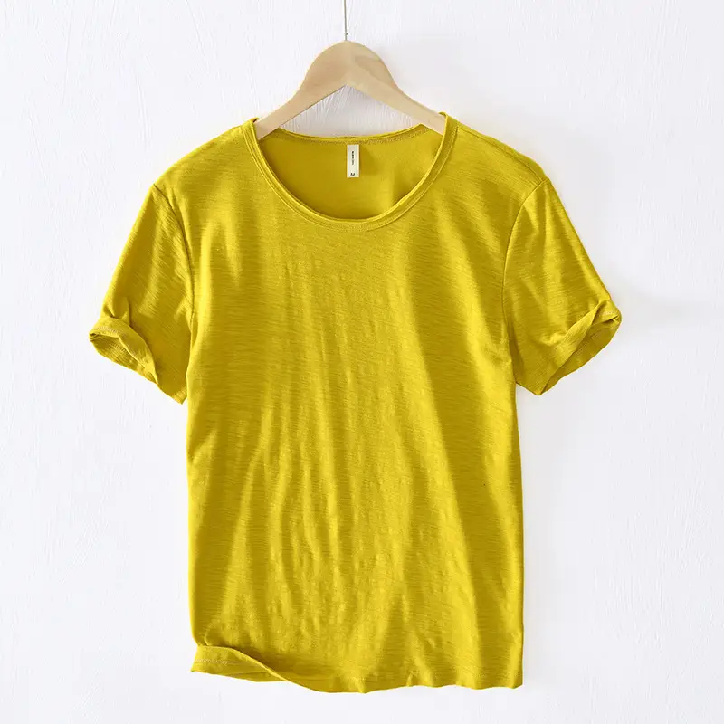 White Cotton Round Neck T-Shirt Short Sleeve Summer - Image 9