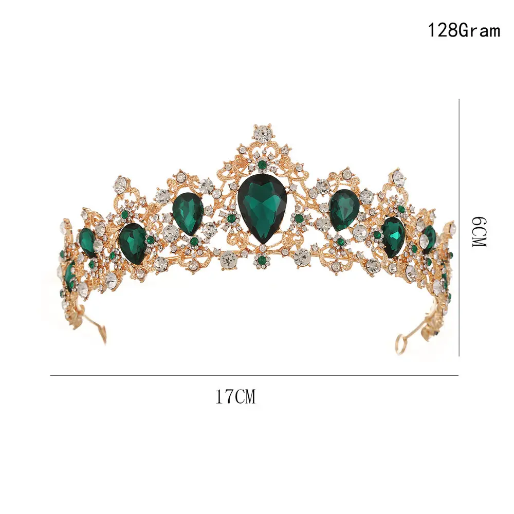 Golden Red Crystal Bridal Crown for Women - Image 5