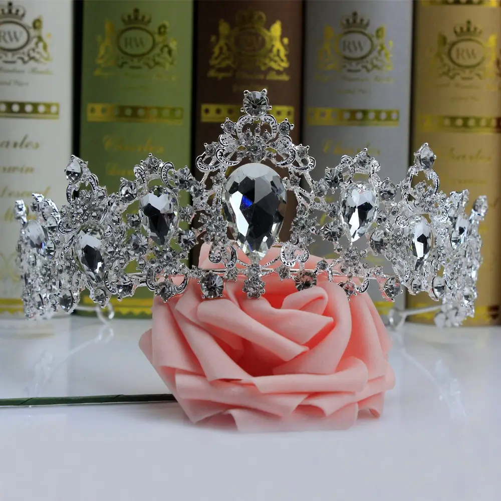 Golden Red Crystal Bridal Crown for Women - Image 6