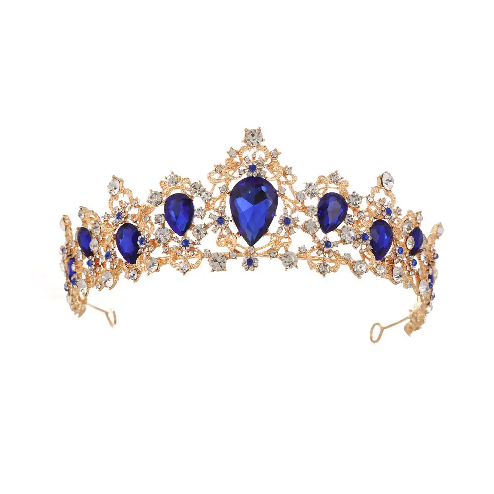 Golden Red Crystal Bridal Crown for Women - Image 2