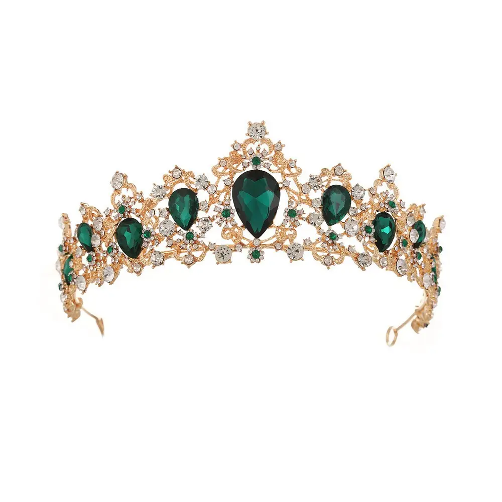 Golden Red Crystal Bridal Crown for Women - Image 7
