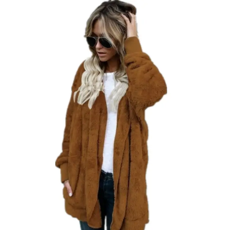 2025 Faux Fur Warm Coat Mid Length Reversible Black - Image 16