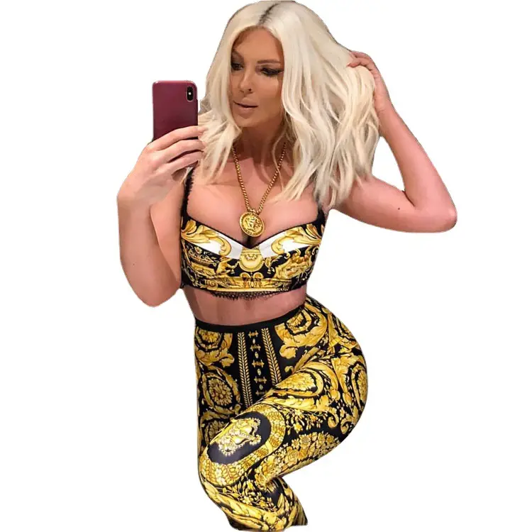 Women's Digital Printed Leggings Black Gold Plus Size - Image 6