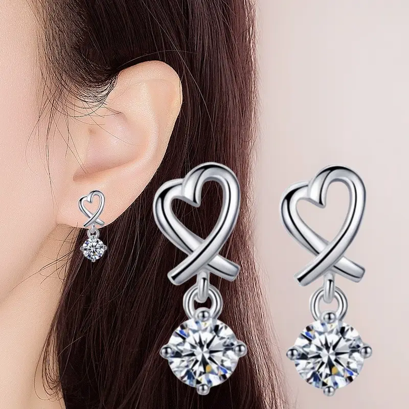 Heart Shaped 925 Plated Earrings for Women
