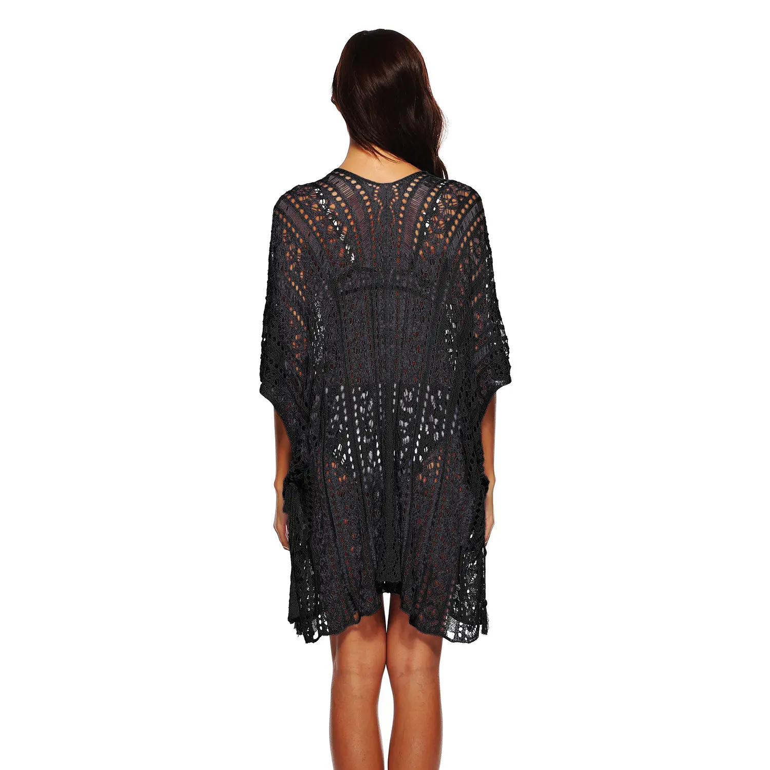 Green Crossbody Dress with Bat Sleeves and Asymmetrical Hem - Image 6