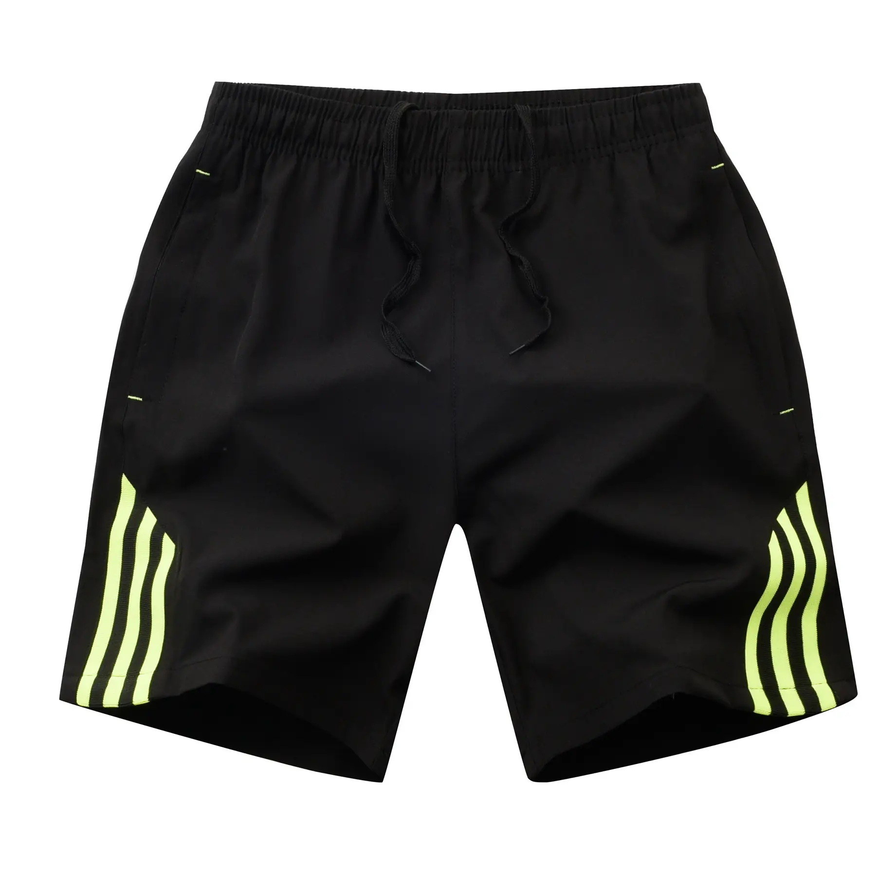 Men's Black Five-Point Shorts with Neon Stripes — feature 15