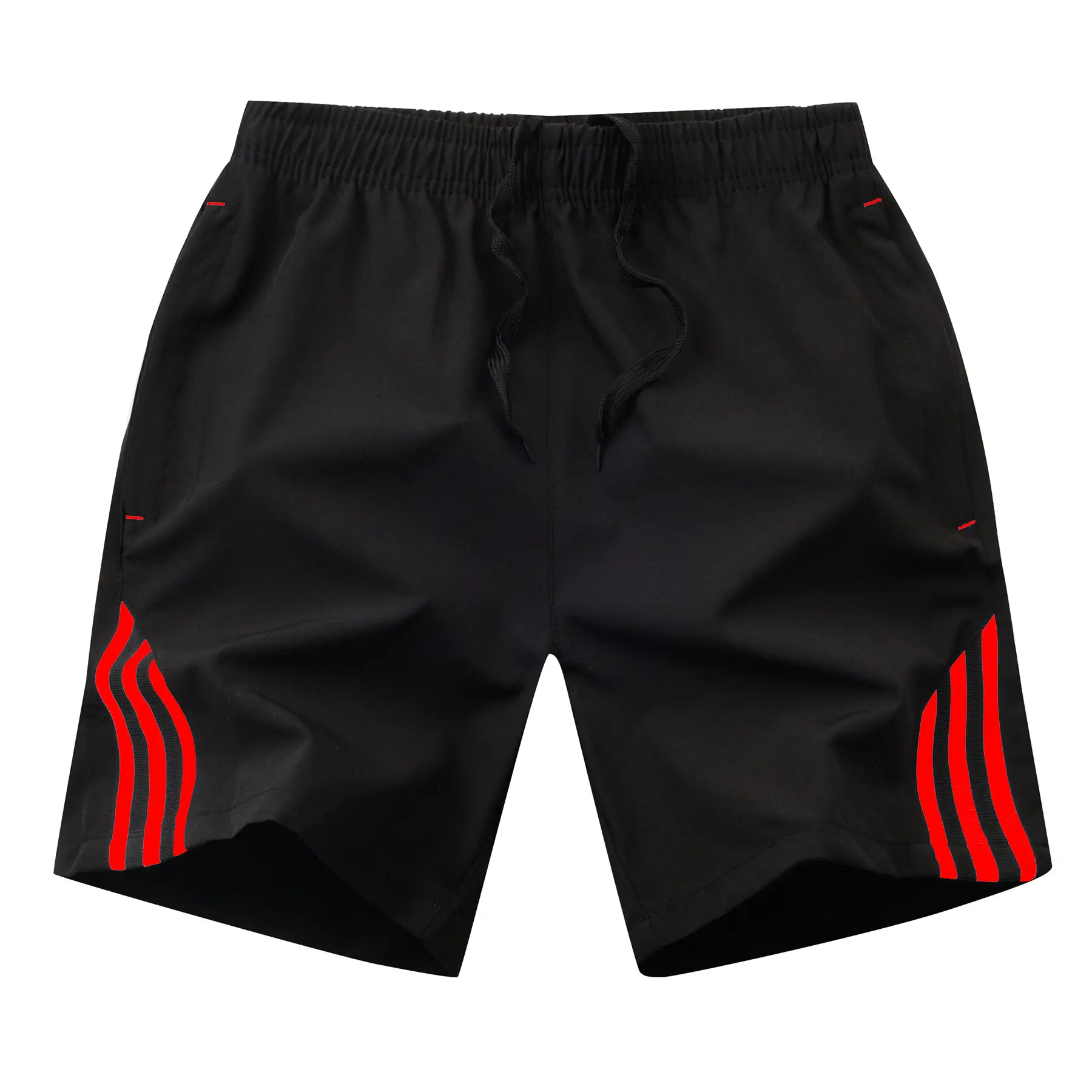Men's Black Five-Point Shorts with Neon Stripes - Image 2