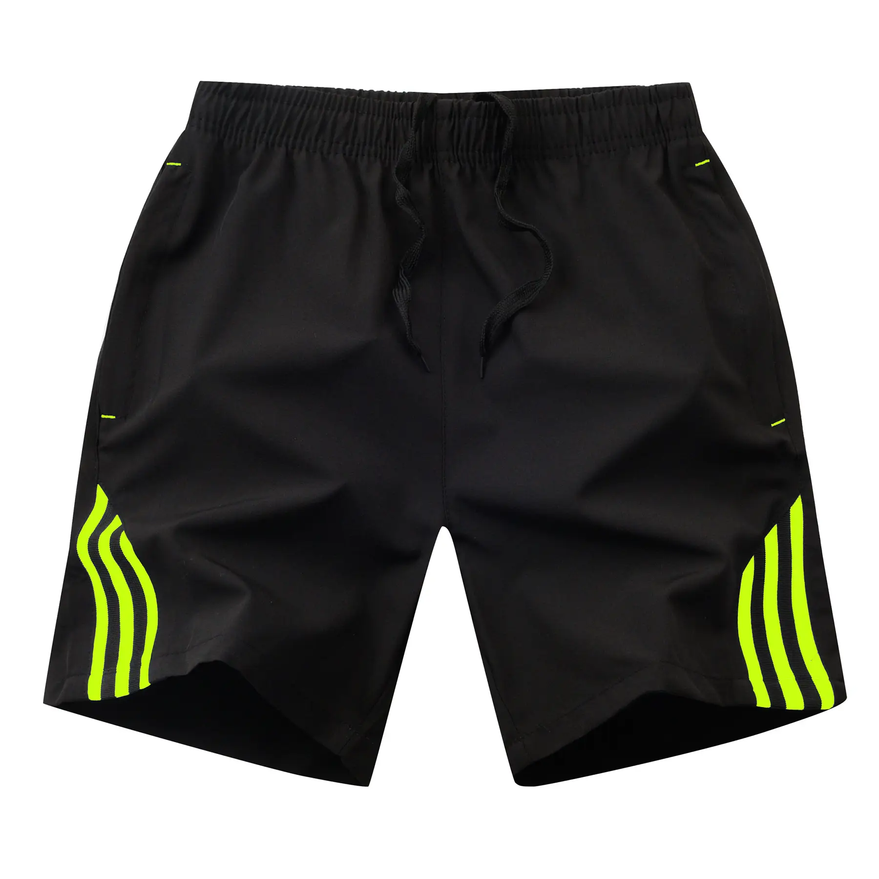 Men's Black Five-Point Shorts with Neon Stripes - Image 3